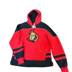 Vintage Reebok Ottawa Senators NHL Lace Up Hoodie Sweatshirt Hockey Jersey Style